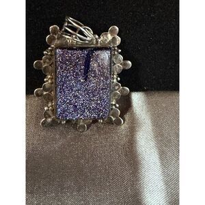 Sterling Silver Blue Goldstone Pendant Artisan